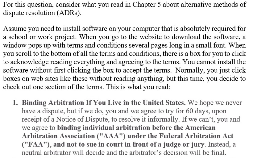  For this question, consider what you read in Chapter 5 about