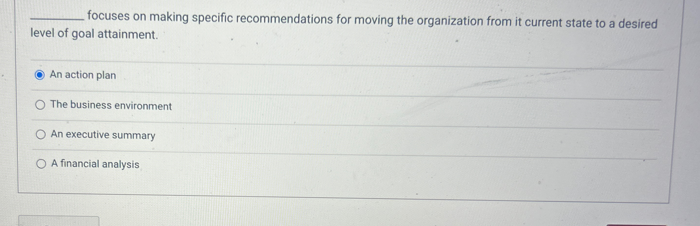  q, focuses on making specific recommendations for moving the organization from