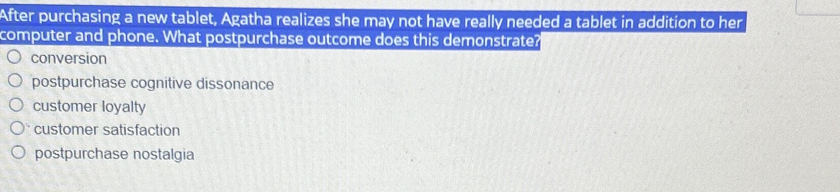  After purchasing a new tablet, Agatha realizes she may not have