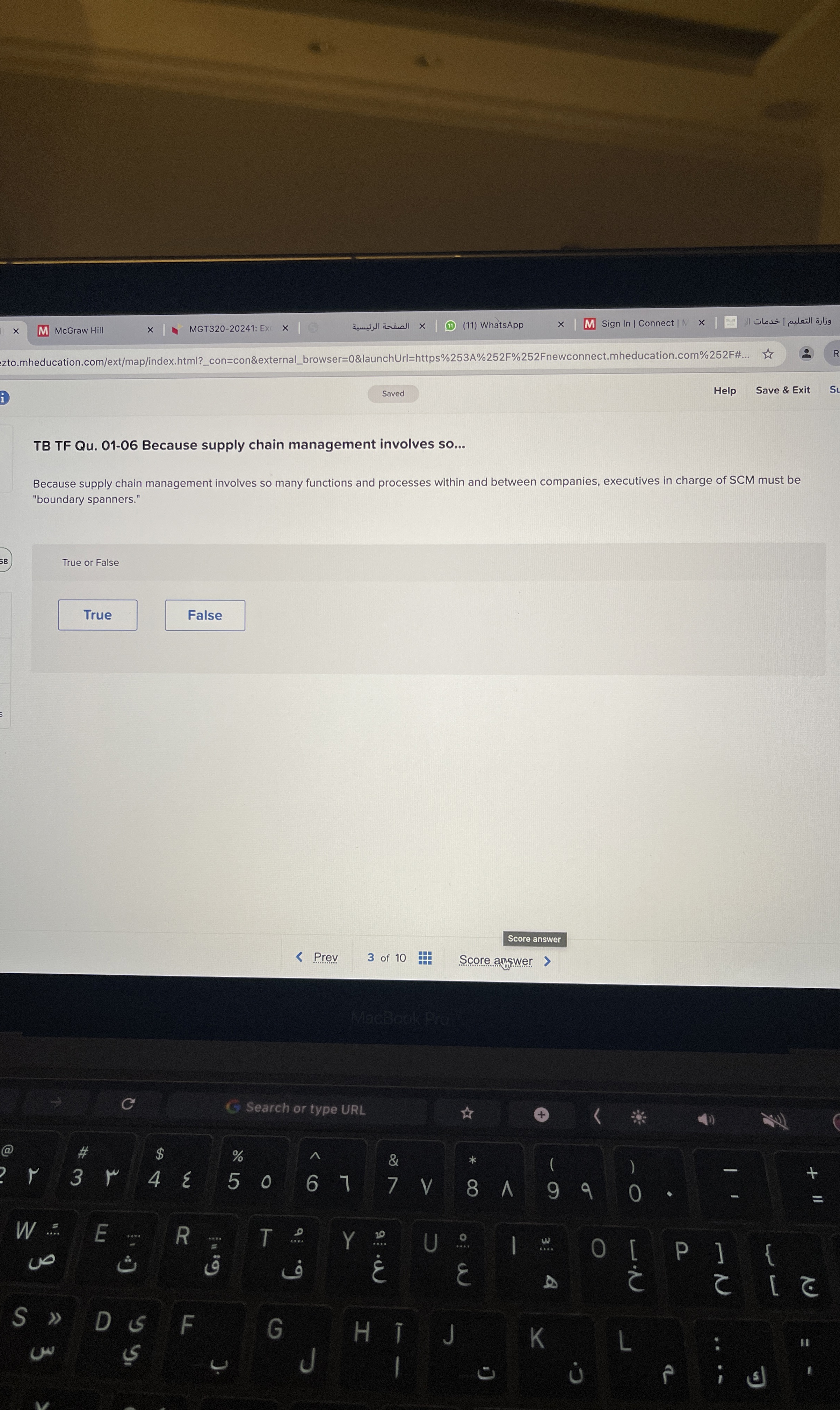  TB TF Qu.01-06 Because supply chain management involves so... Because supply