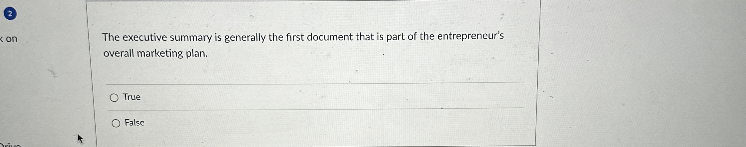  2 on The executive summary is generally the first document that