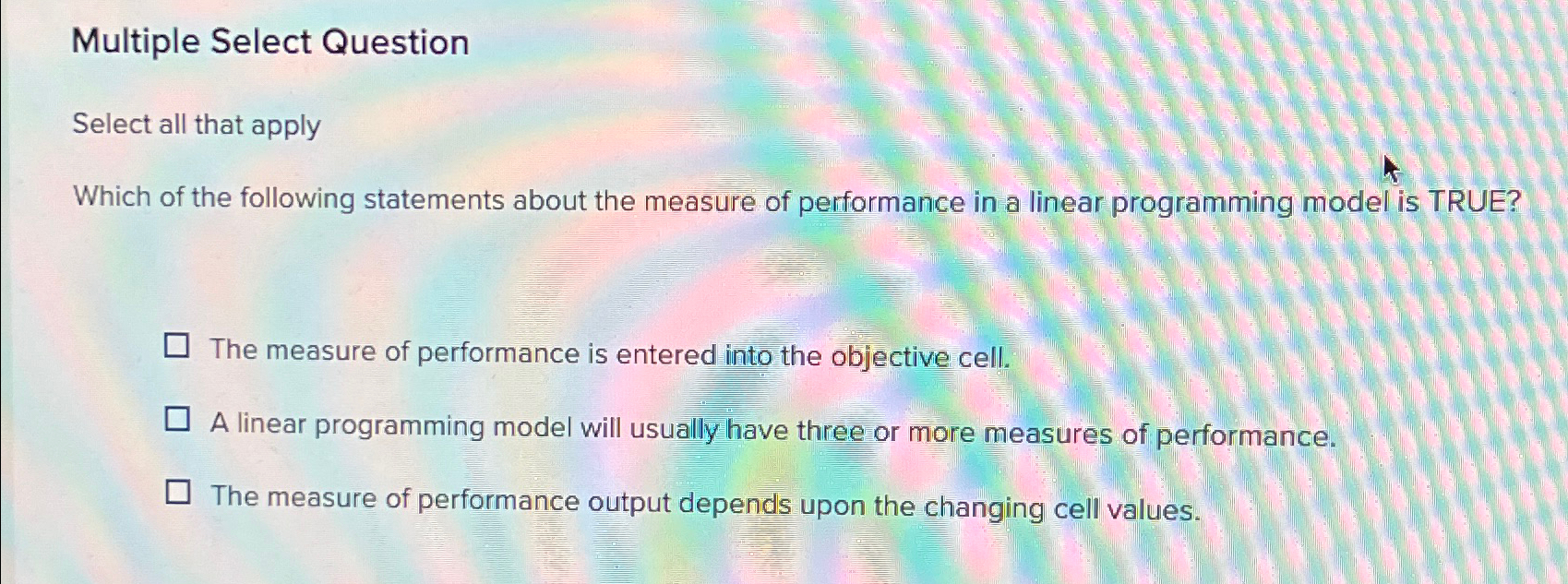  Multiple Select Question Select all that apply Which of the following