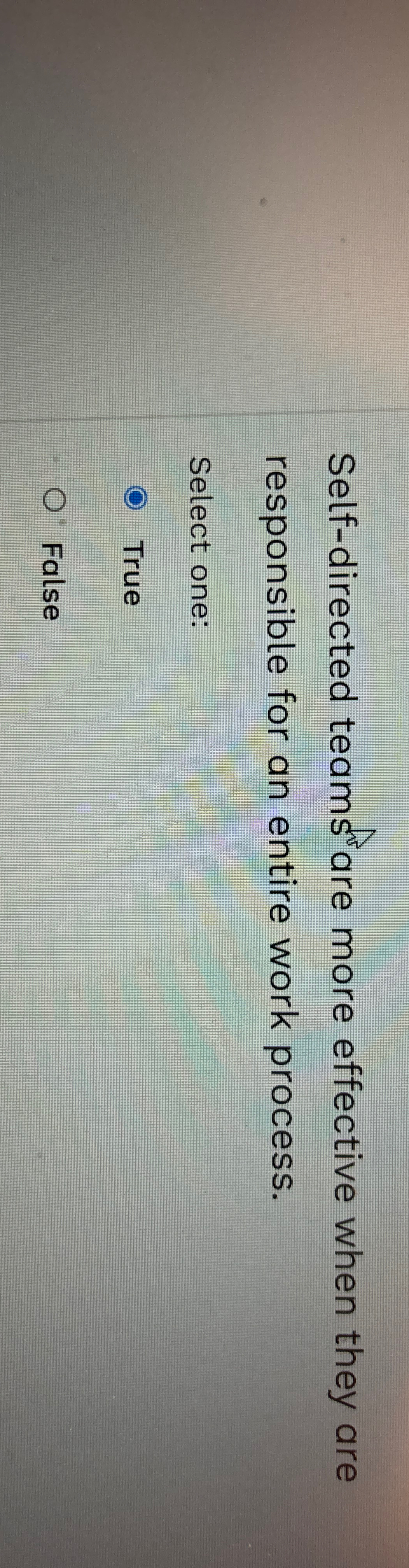  Self-directed teams are more effective when they are responsible for an