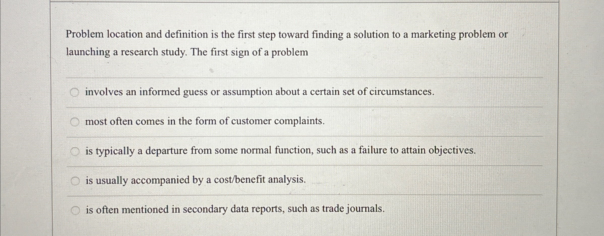  Problem location and definition is the first step toward finding a