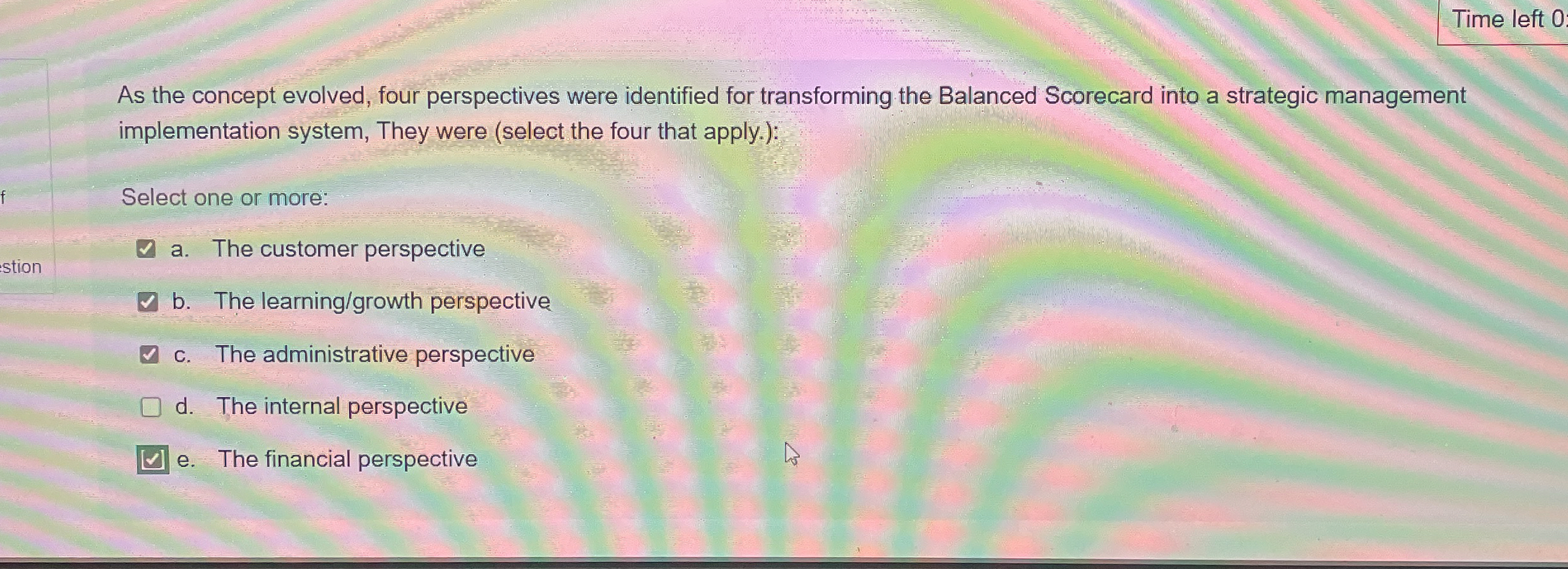  Time left 0 As the concept evolved, four perspectives were identified