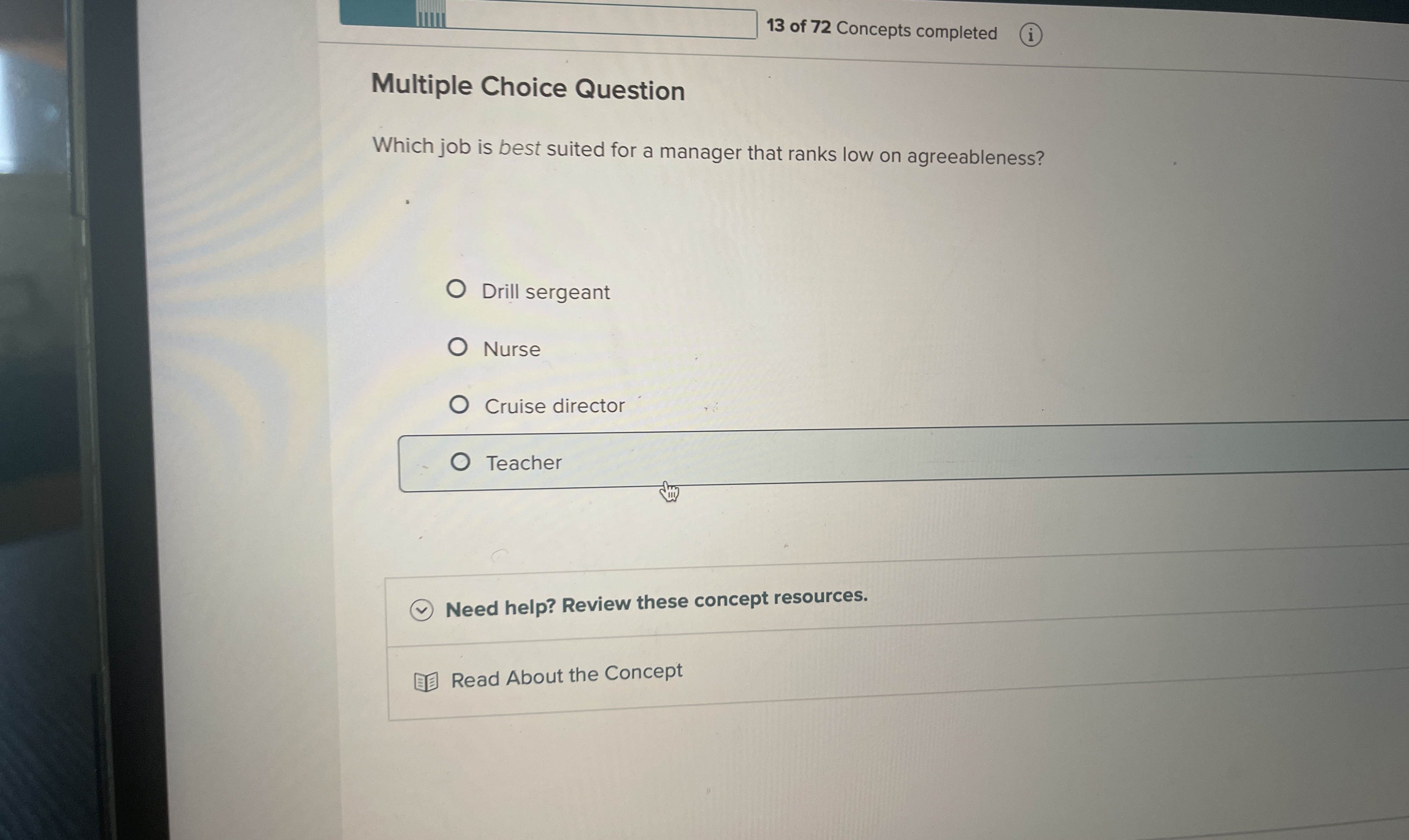  Multiple Choice Question Which job is best suited for a manager