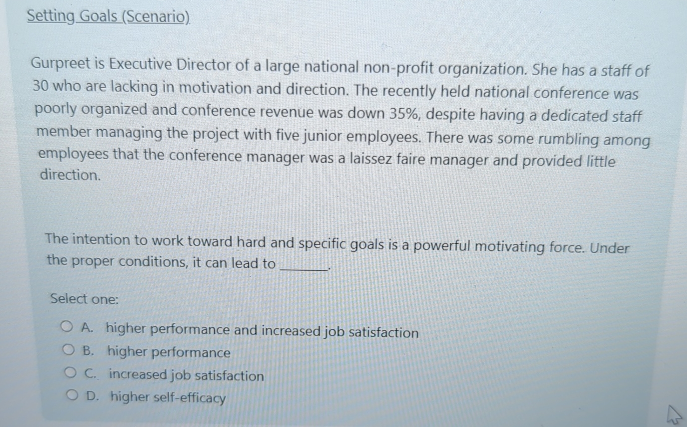  Setting_Goals (Scenario). Gurpreet is Executive Director of a large national non-profit