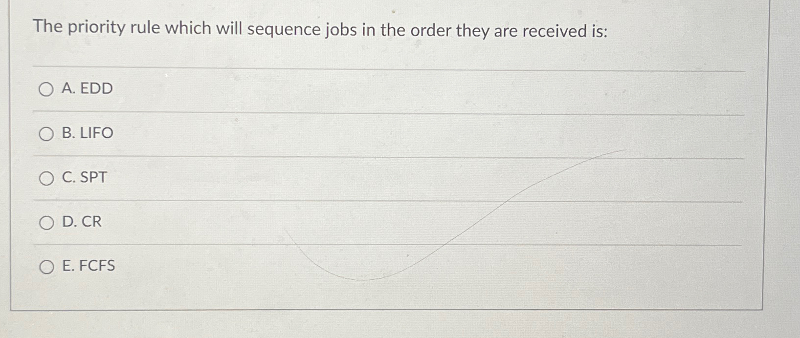  The priority rule which will sequence jobs in the order they