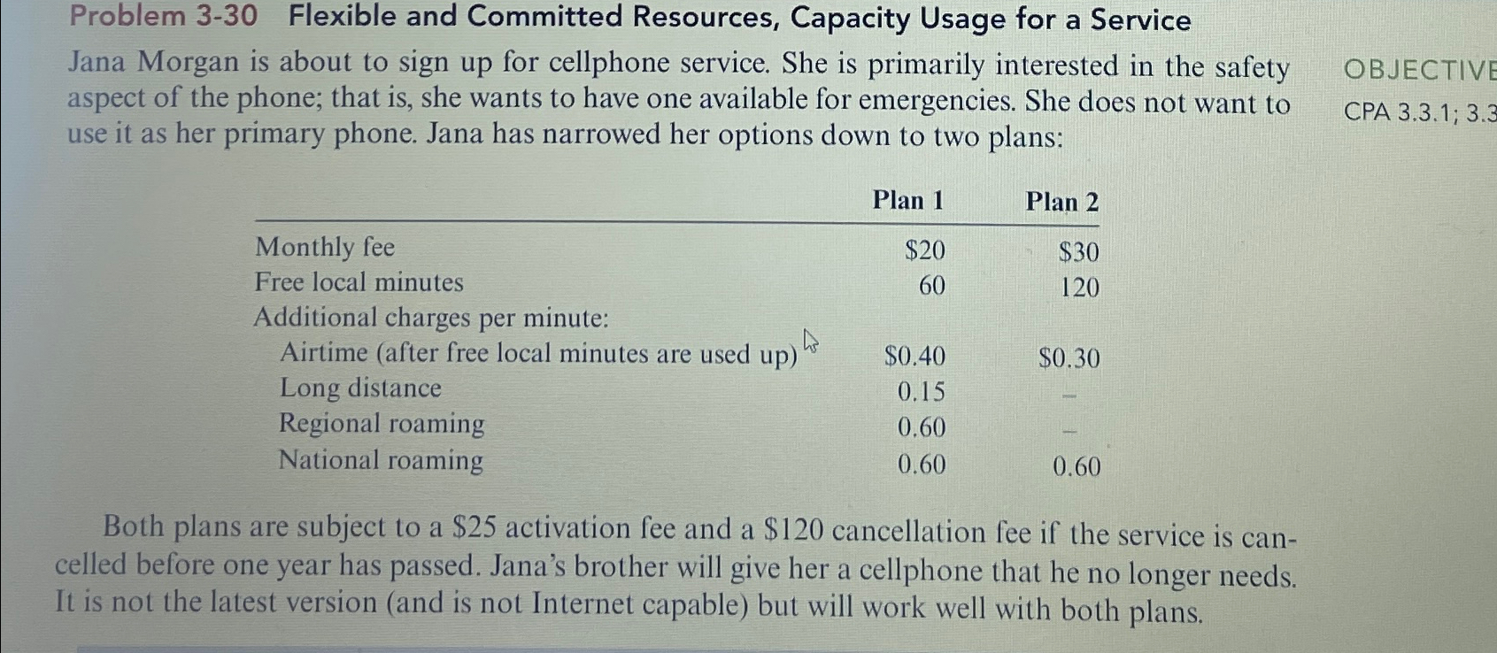  Problem 3-30 Flexible and Committed Resources, Capacity Usage for a Service