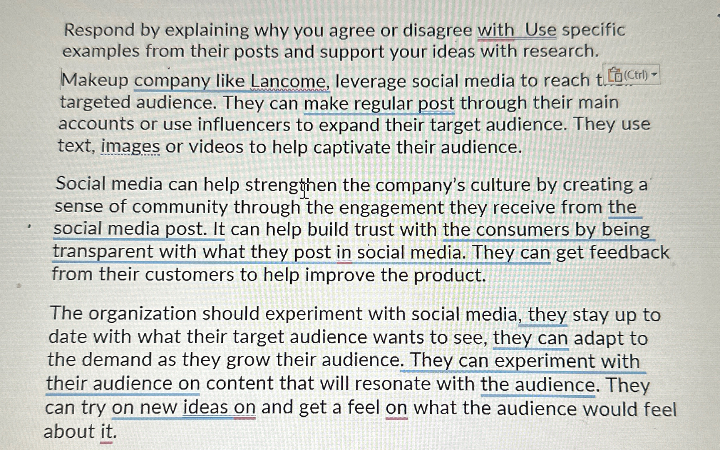  Respond by explaining why you agree or disagree with Use specific