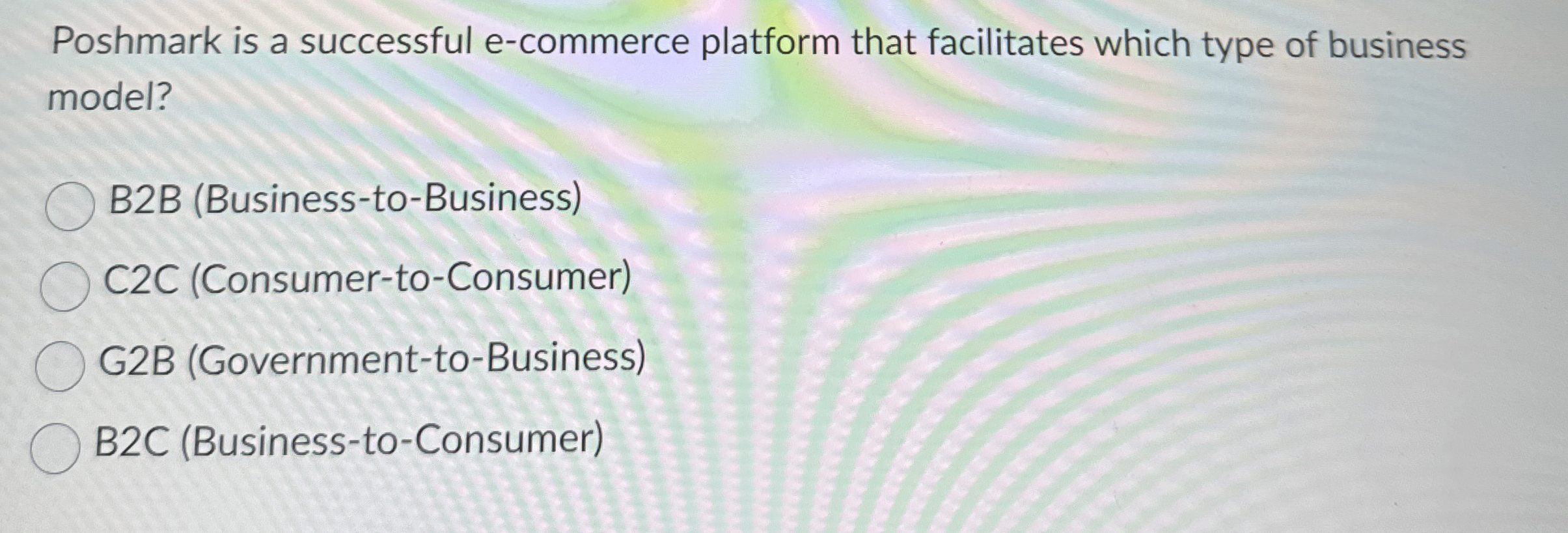  Poshmark is a successful e-commerce platform that facilitates which type of