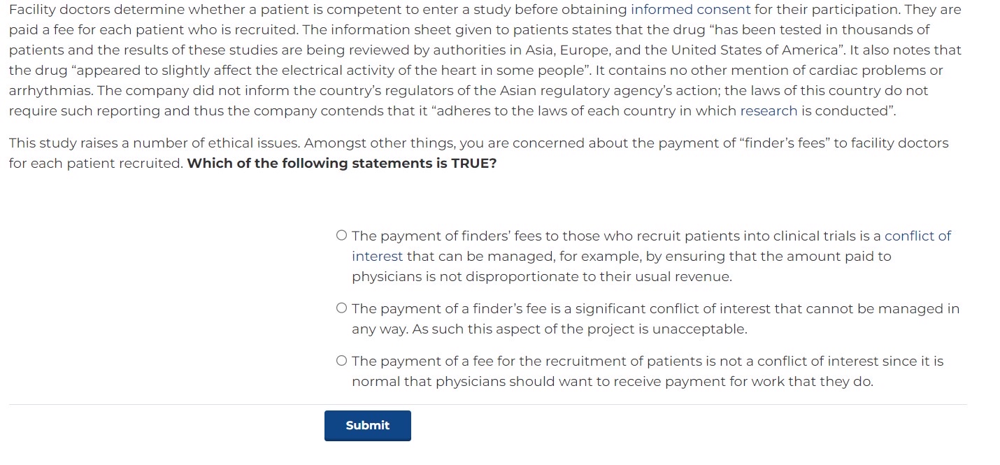  Facility doctors determine whether a patient is competent to enter a