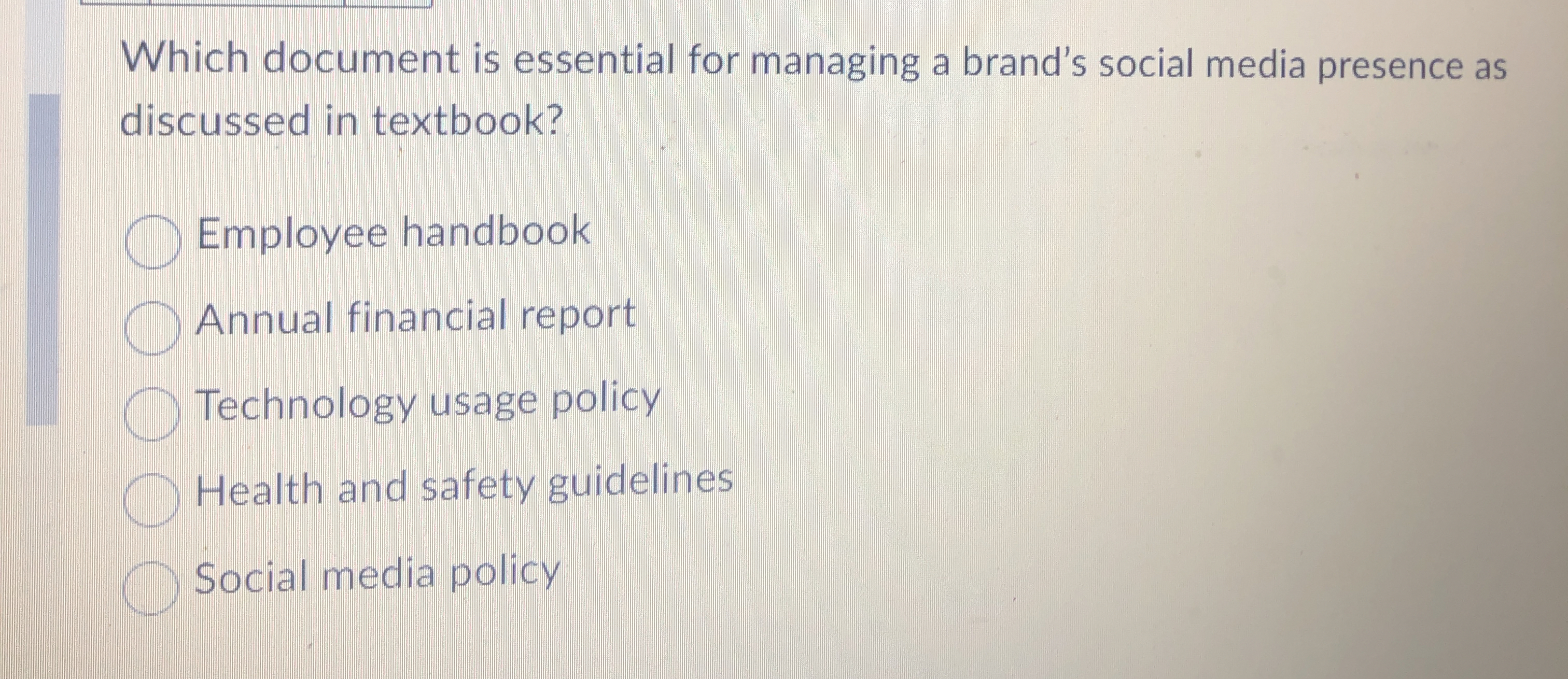  Which document is essential for managing a brand's social media presence
