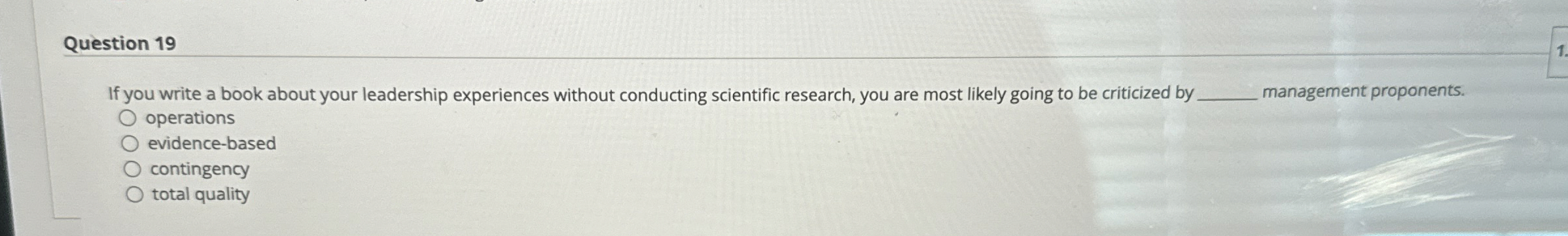  Question 19 If you write a book about your leadership experiences