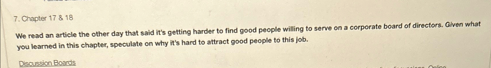  Chapter 17 & 18 We read an article the other day