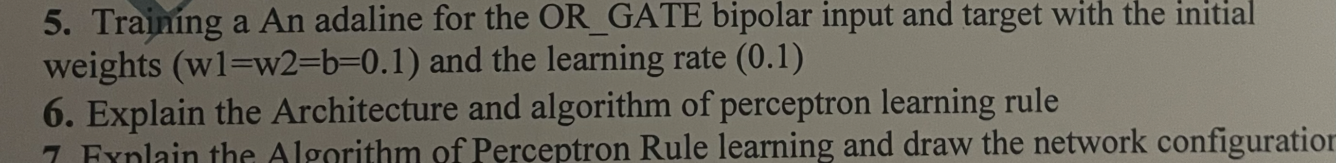  Training a An adaline for the OR_GATE bipolar input and target