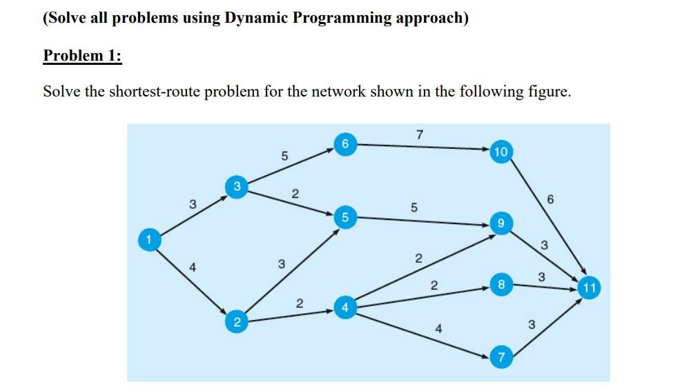  (Solve all problems using Dynamic Programming approach) Problem 1: Solve the
