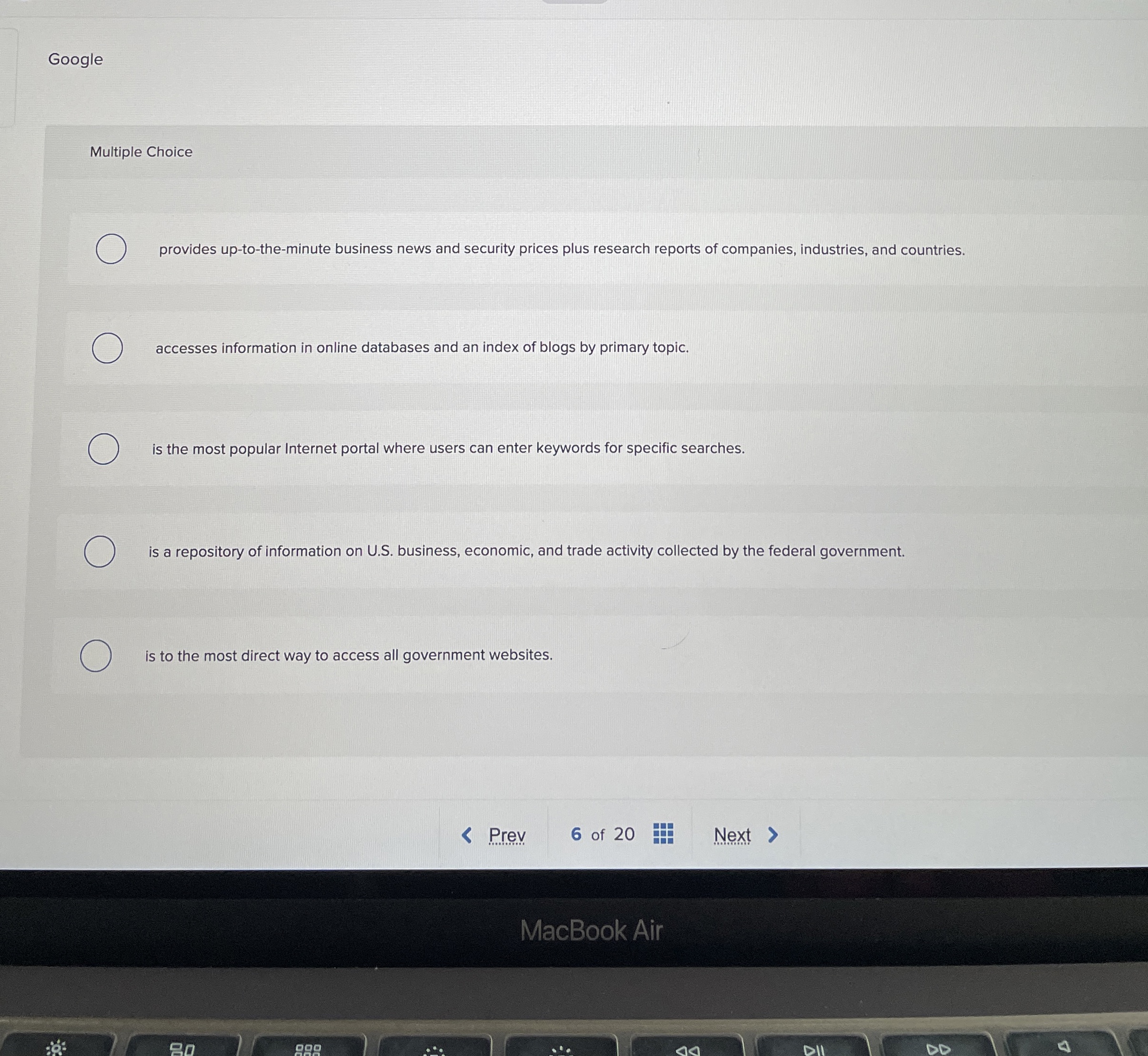  Google Multiple Choice provides up-to-the-minute business news and security prices plus