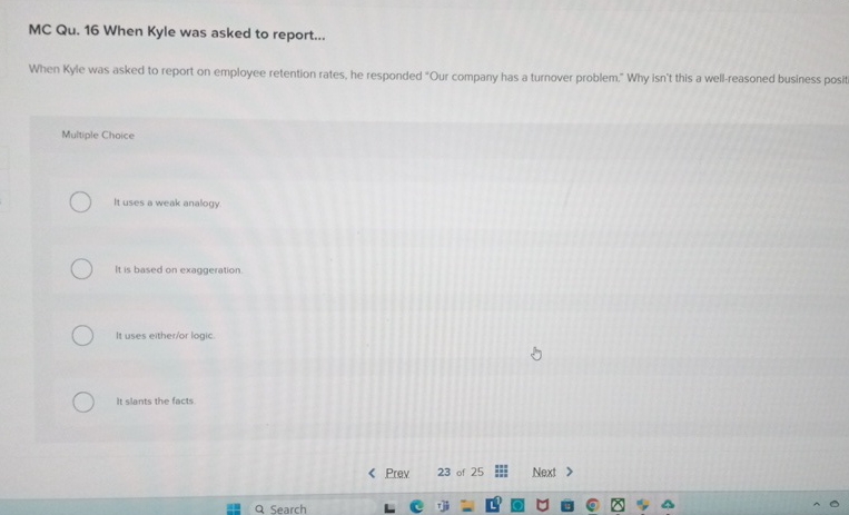  MC Qu.16 When Kyle was asked to report... When Kyle was