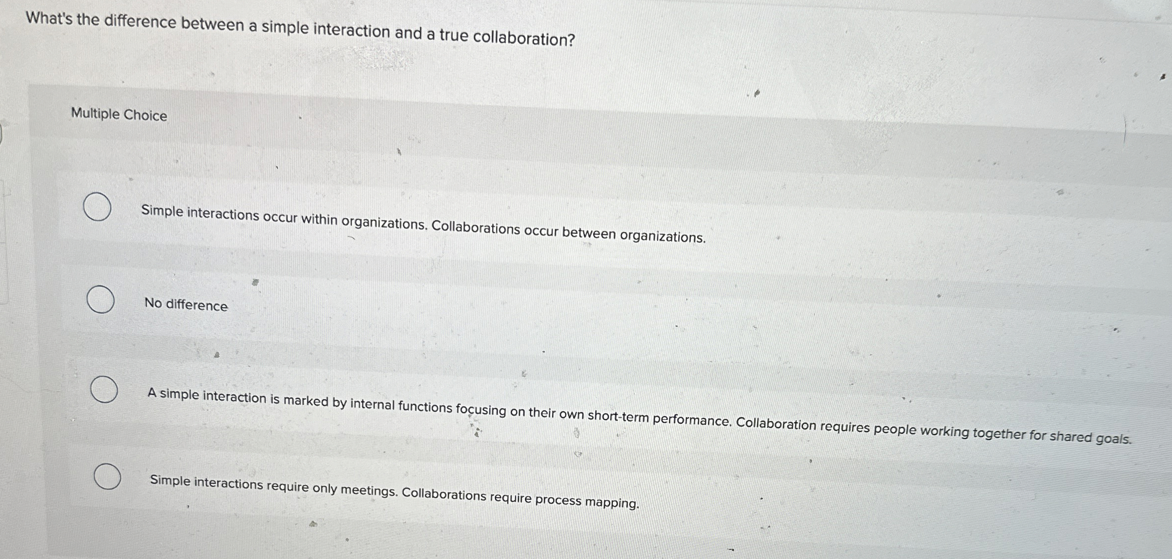  What's the difference between a simple interaction and a true collaboration?
