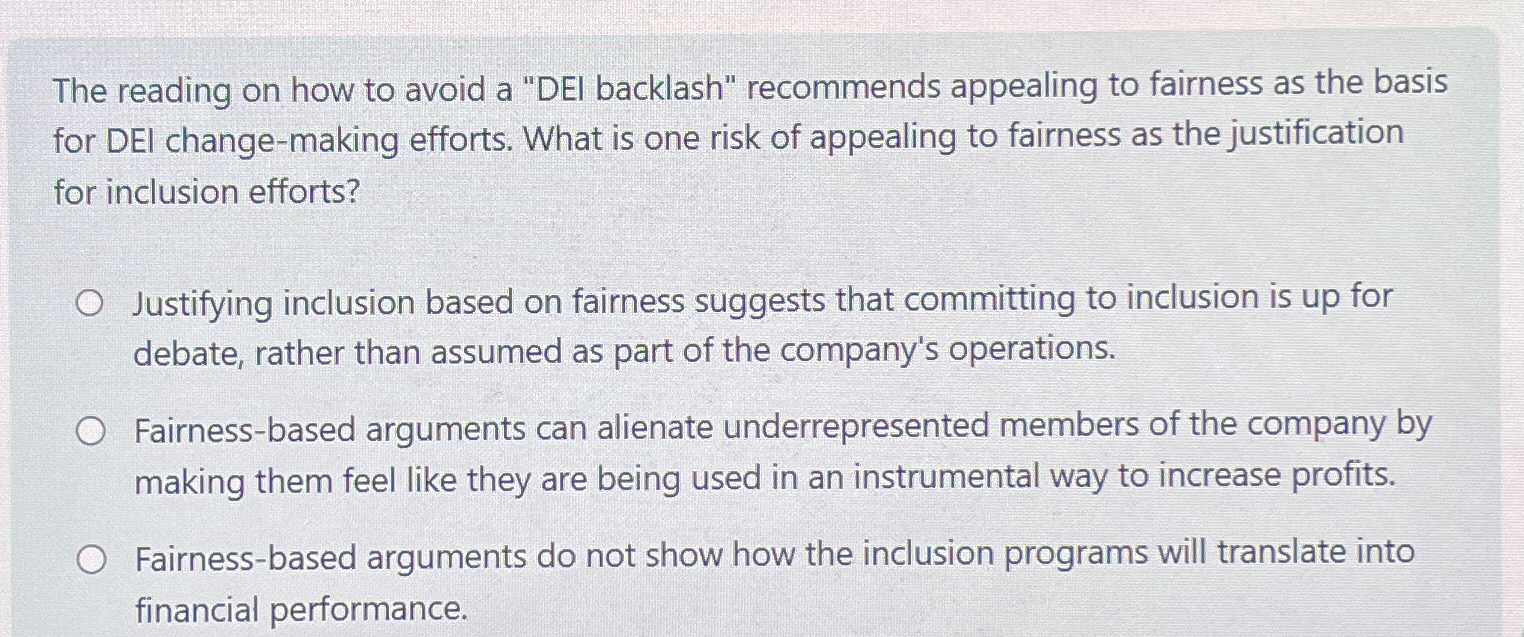  The reading on how to avoid a "DEl backlash" recommends appealing