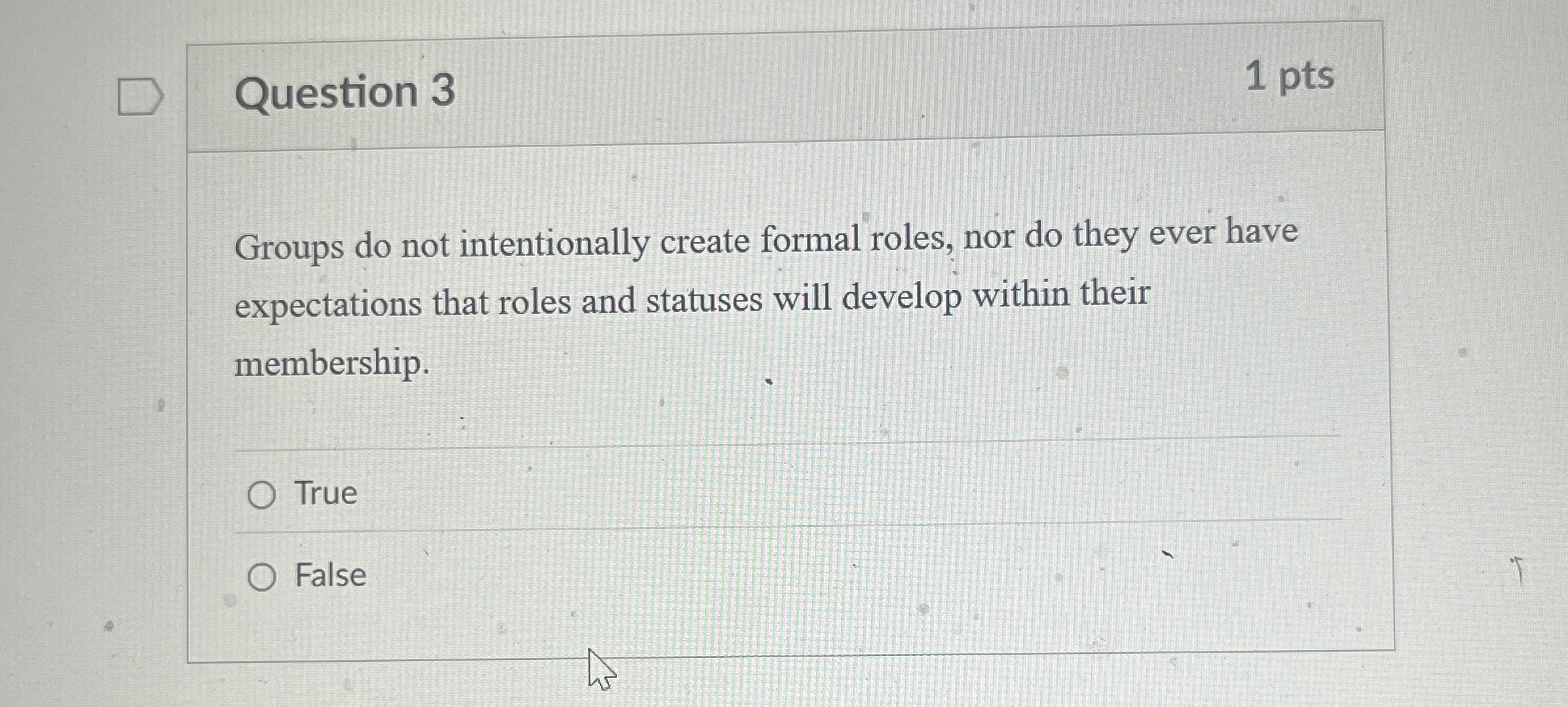  Question 3 Groups do not intentionally create formal roles, nor do