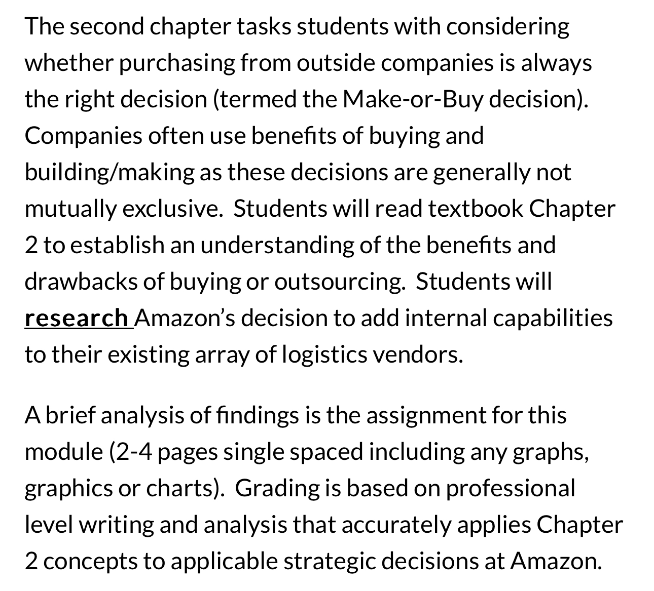  The second chapter tasks students with considering whether purchasing from outside
