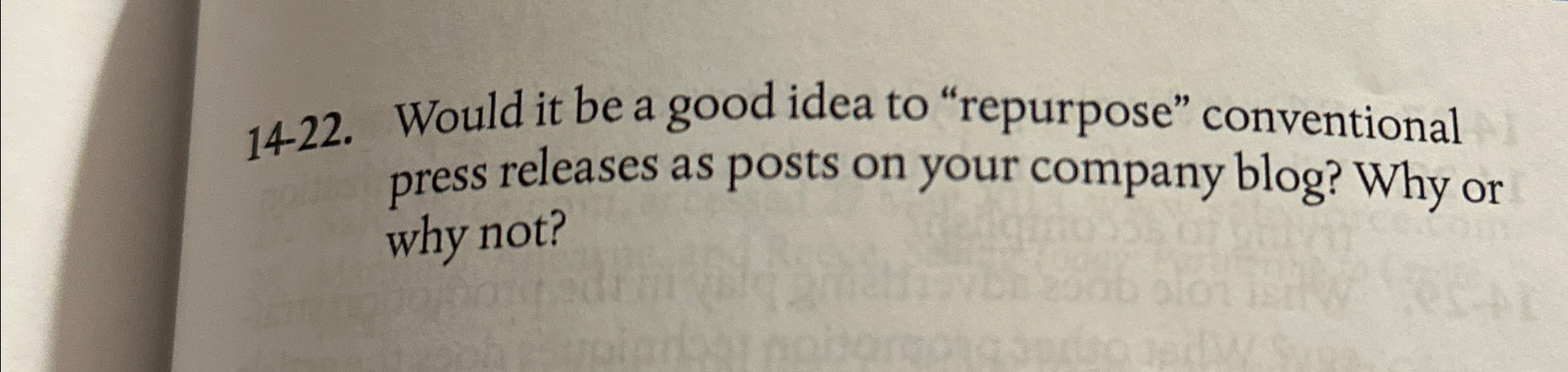  14-22. Would it be a good idea to "repurpose" conventional press
