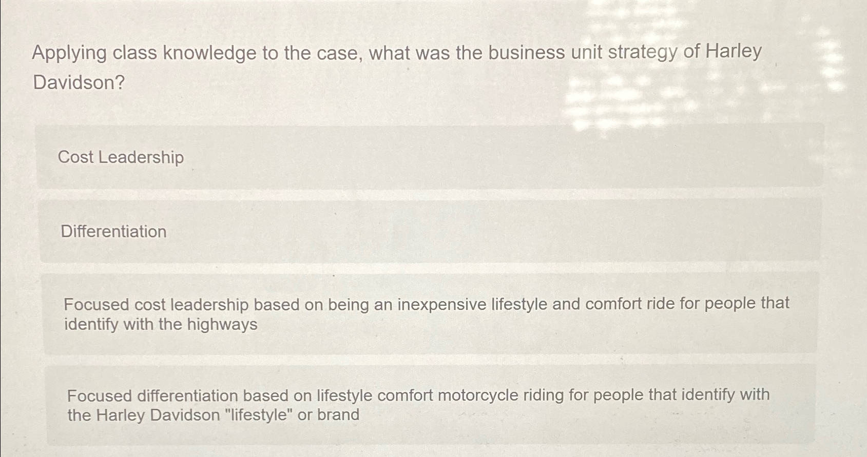  Applying class knowledge to the case, what was the business unit