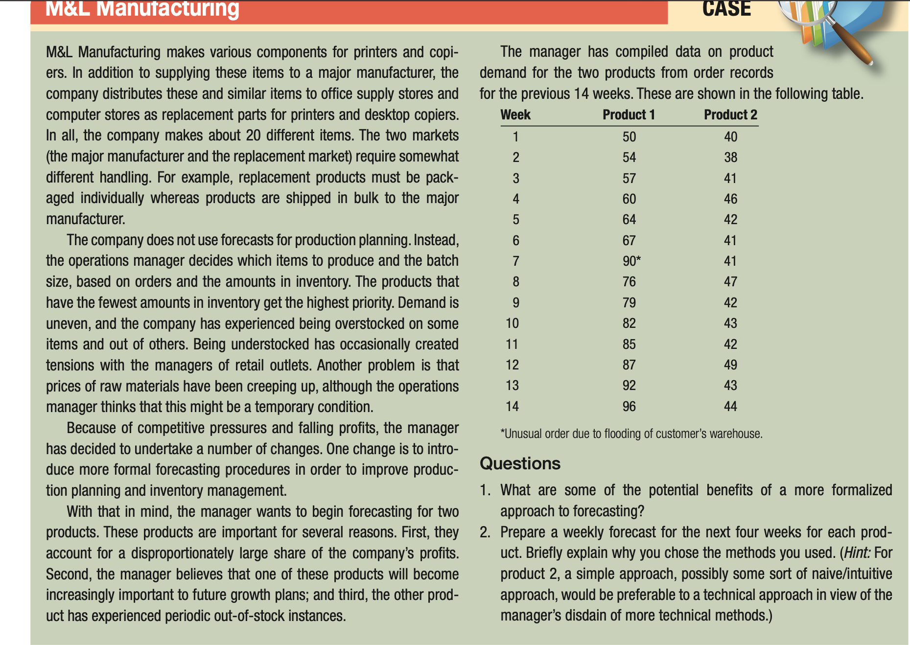  read the case study and answer the two questions in case