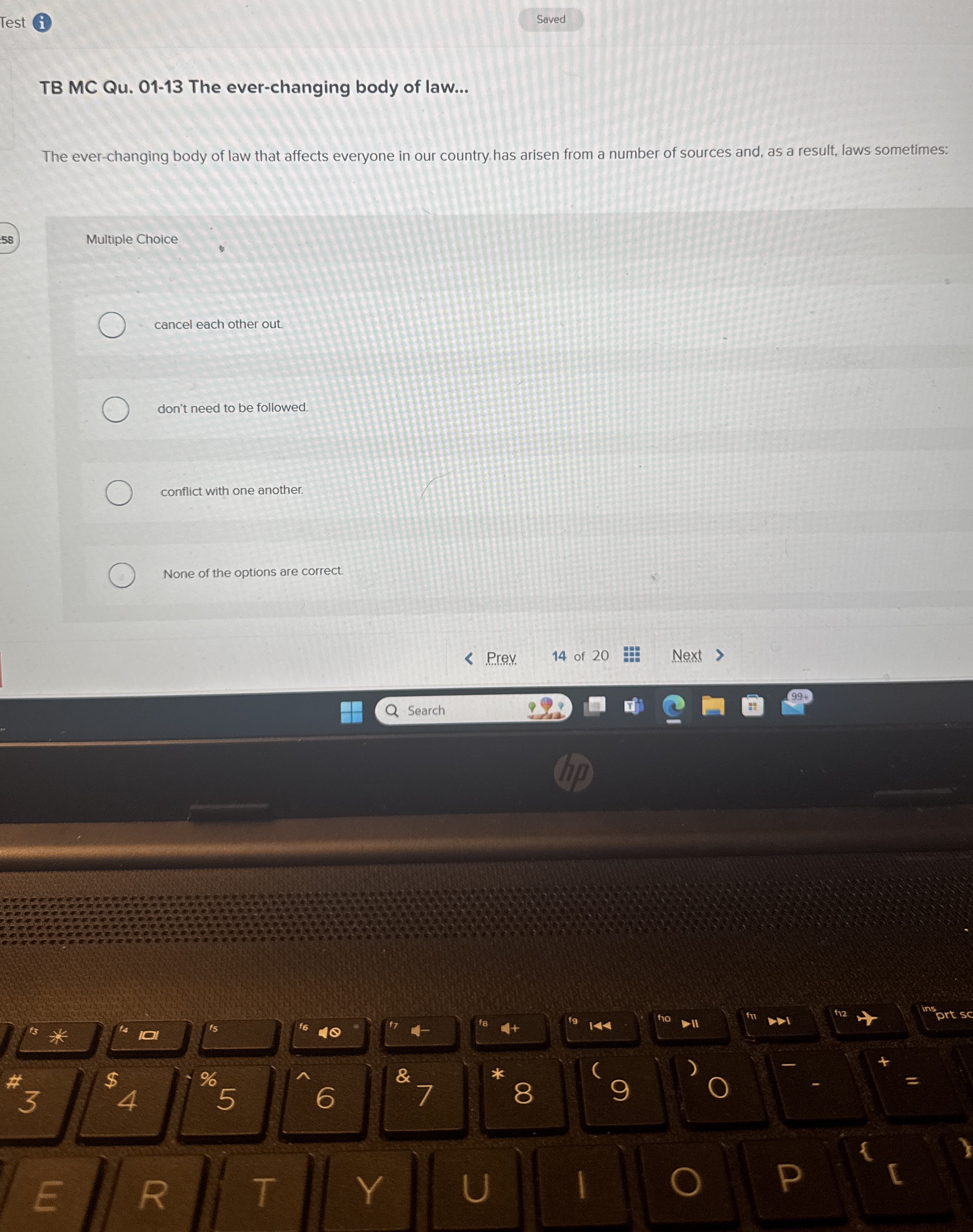  TB MC Qu.01-13 The ever-changing body of law... The ever-changing body