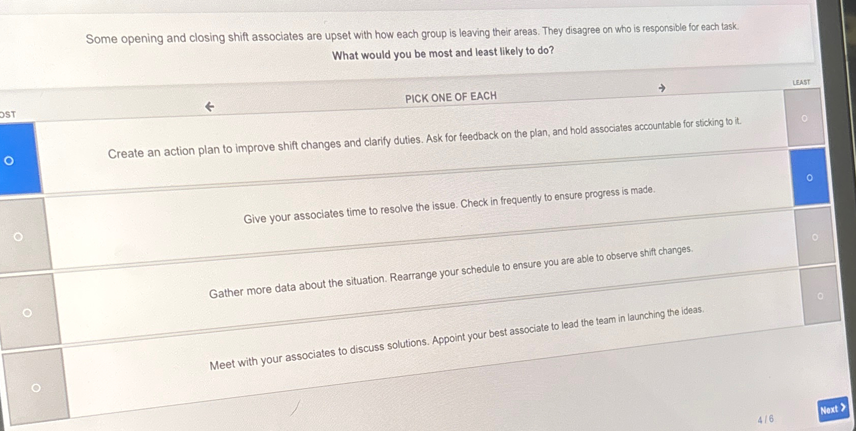 Some opening and closing shift associates are upset with how each