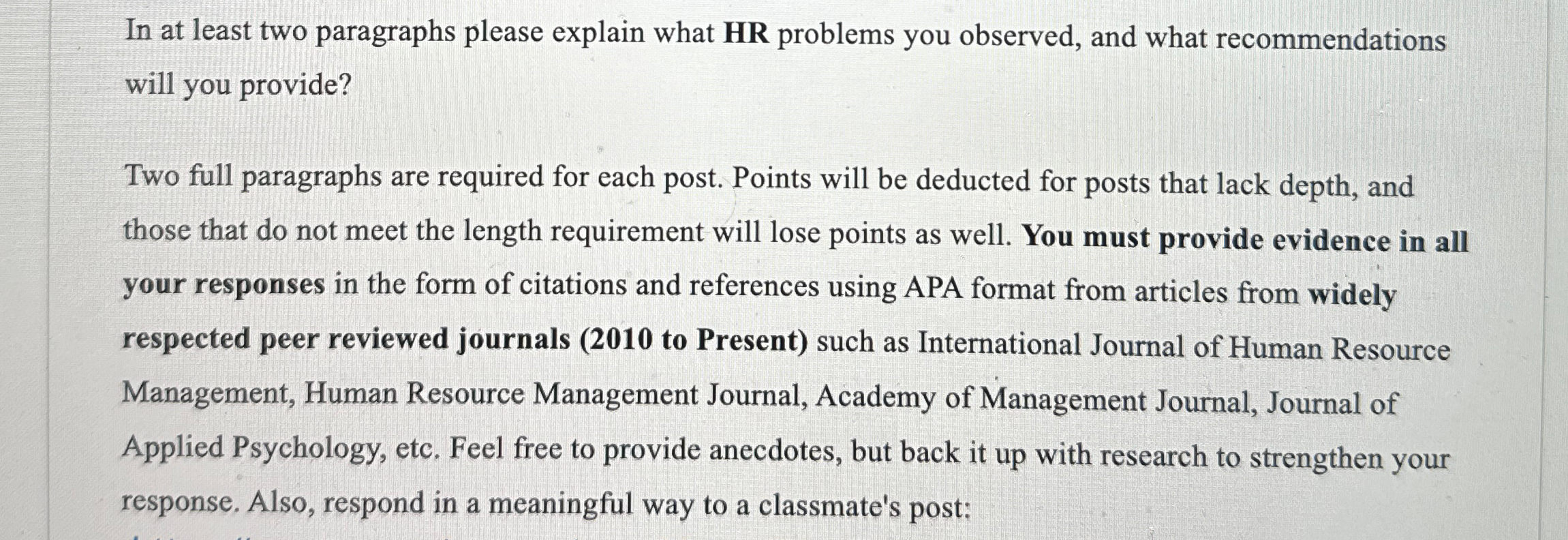  In at least two paragraphs please explain what HR problems you