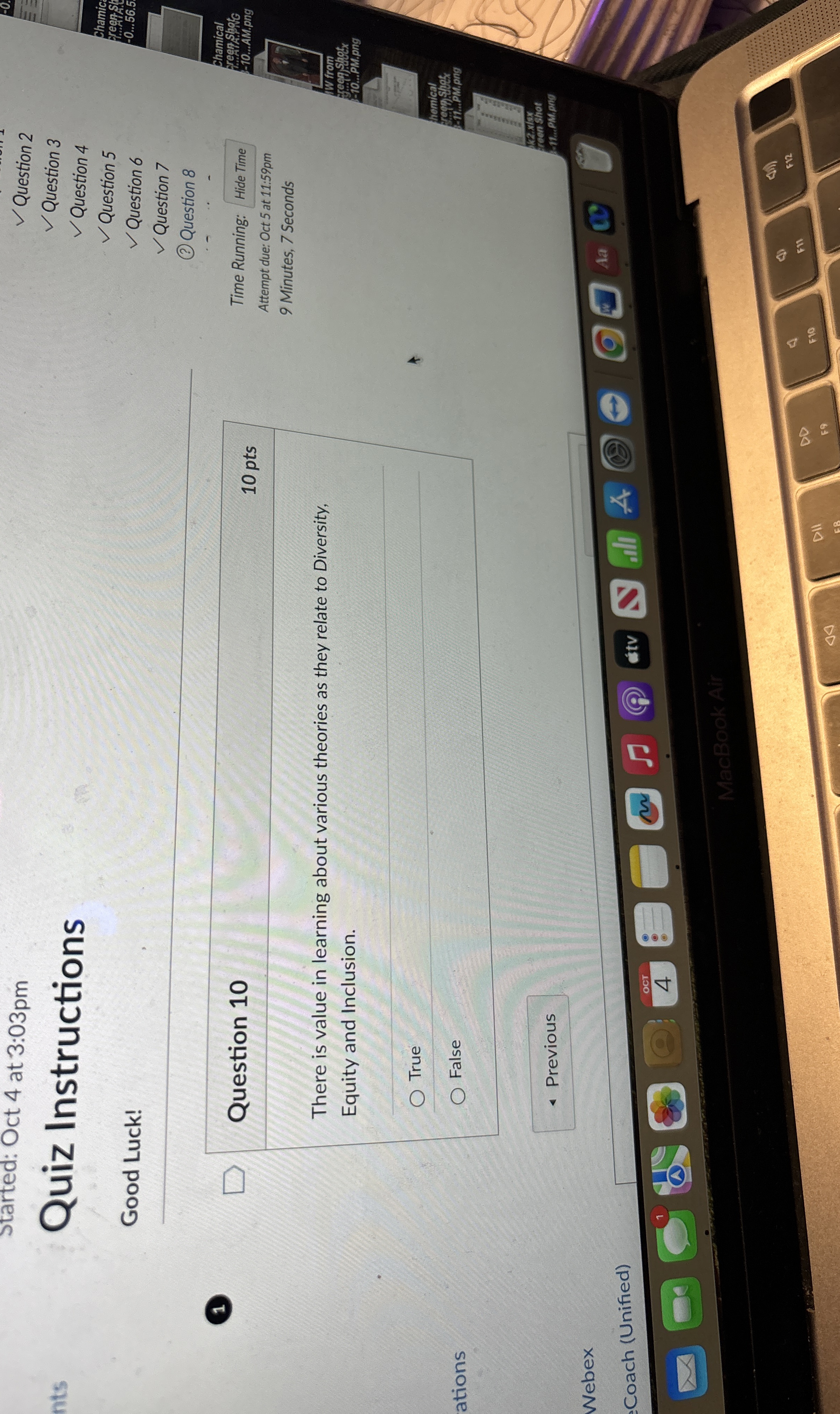  Time Running: Hide Time Attempt due: Oct 5 at 11.59 pm