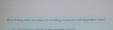  what distinguishes quantitative forecasting techniques from qualitative ones? 