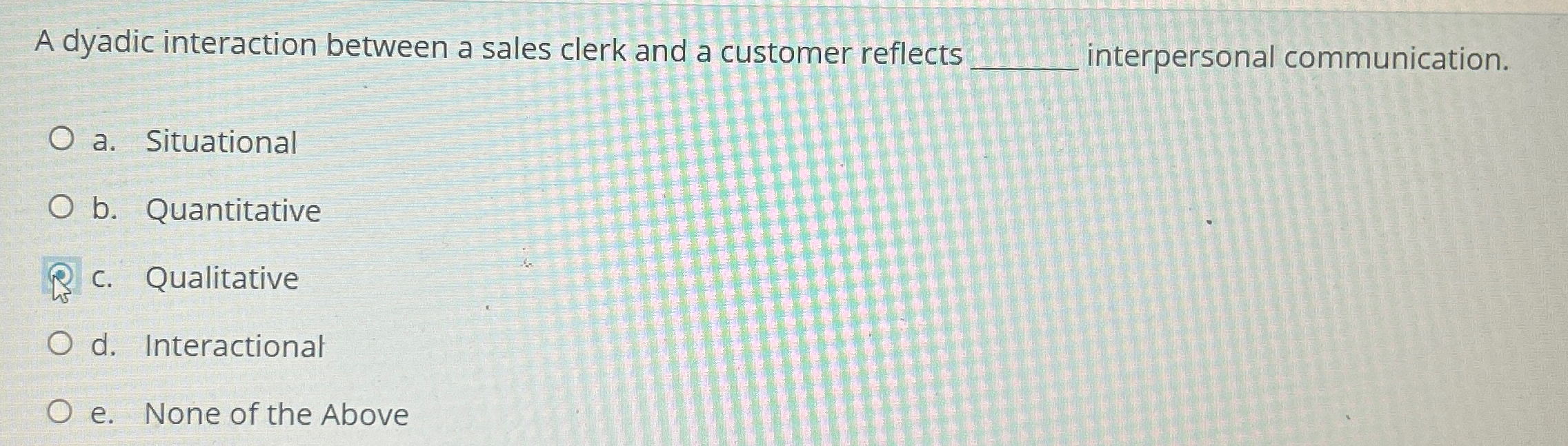  A dyadic interaction between a sales clerk and a customer reflects