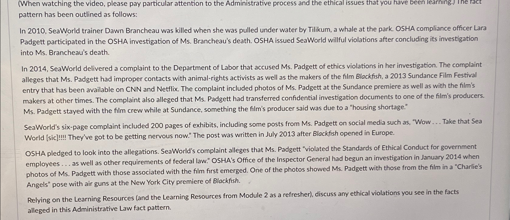  (When watching the video, please pay particular attention to the Administrative