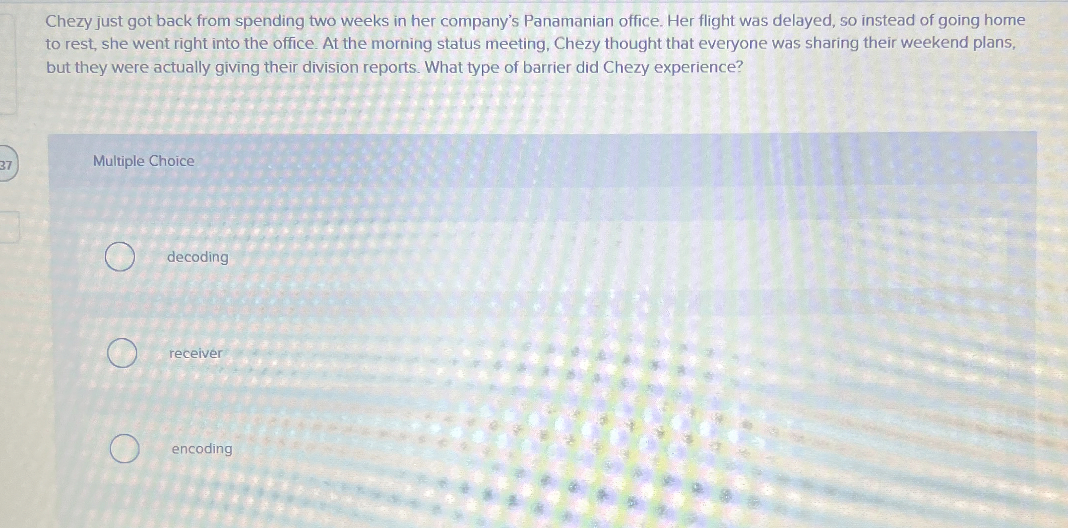  Chezy just got back from spending two weeks in her company's