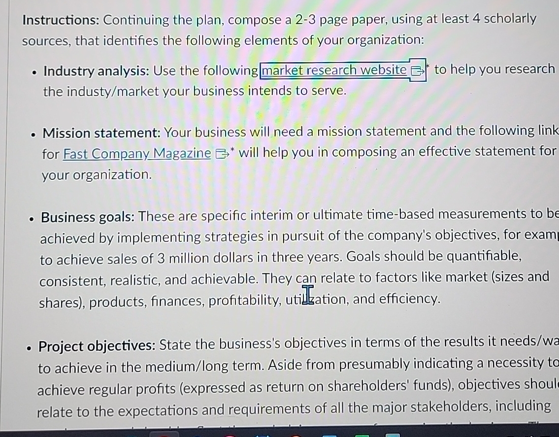  Instructions: Continuing the plan, compose a 2-3 page paper, using at