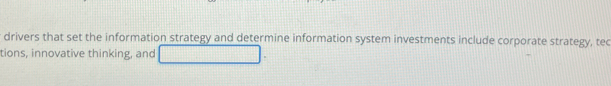  drivers that set the information strategy and determine information system investments