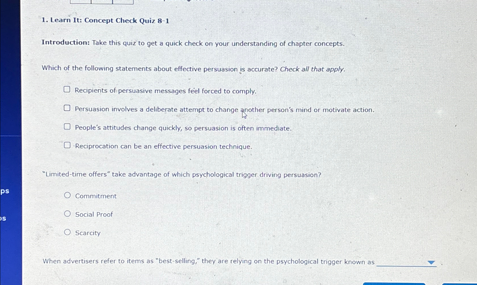  Learn It: Concept Check Quiz 8-1 Introduction: Take this quiz to