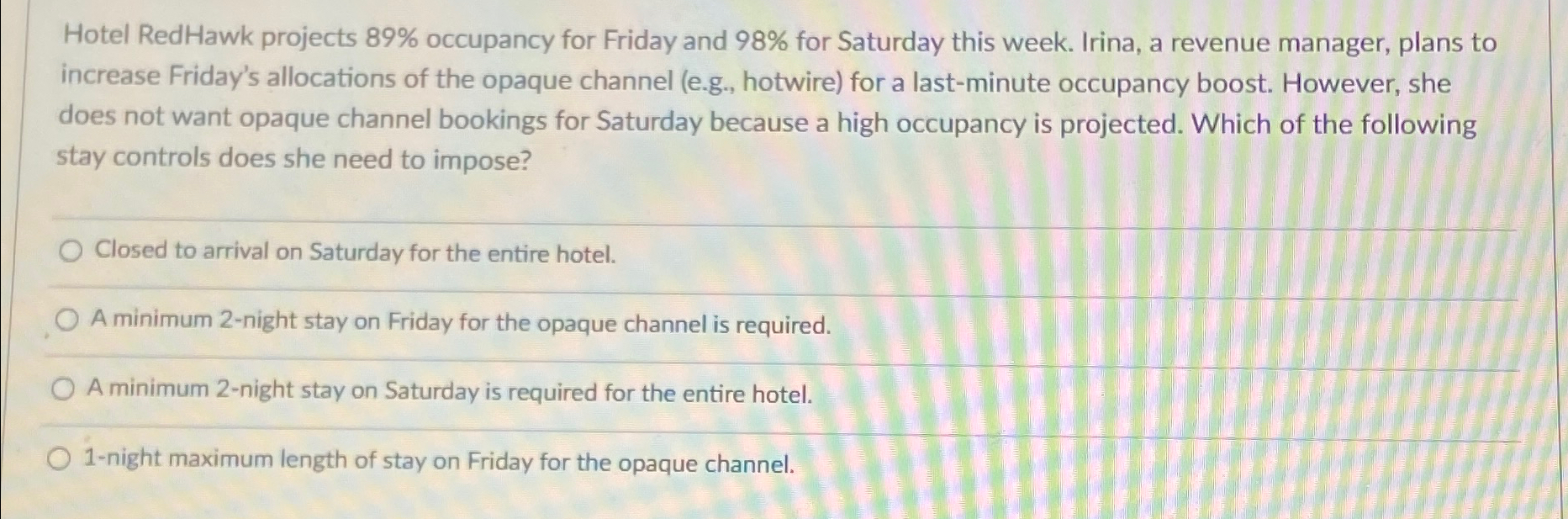  Hotel RedHawk projects 89% occupancy for Friday and 98% for Saturday