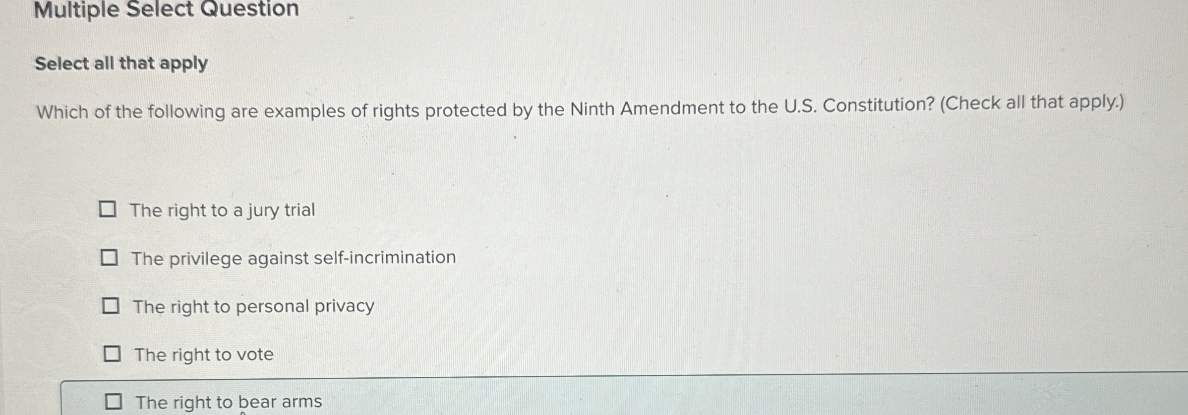  Multiple Select Question Select all that apply Which of the following