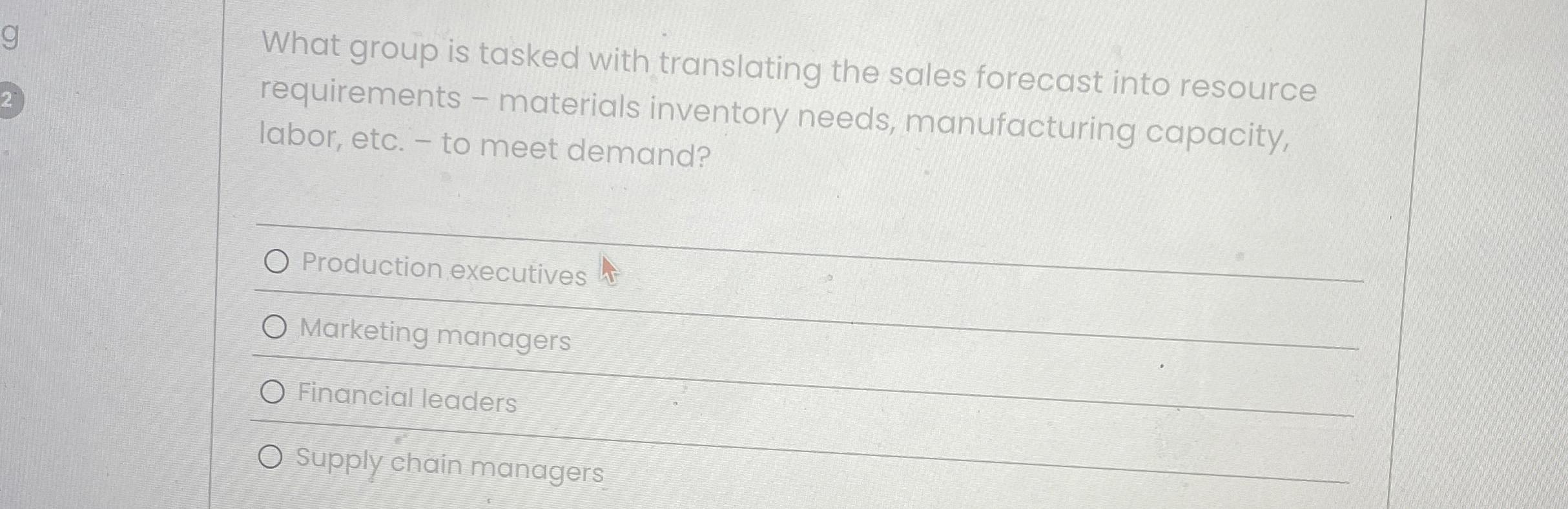  What group is tasked with translating the sales forecast into resource