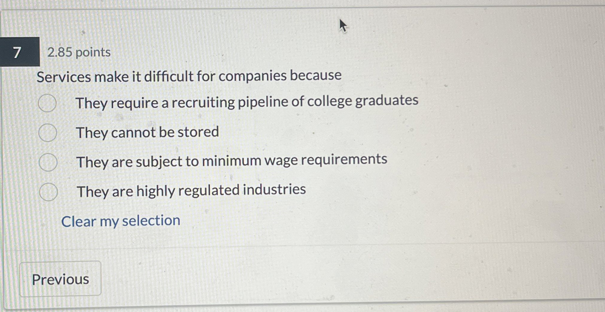  72.85 points Services make it difficult for companies because They require