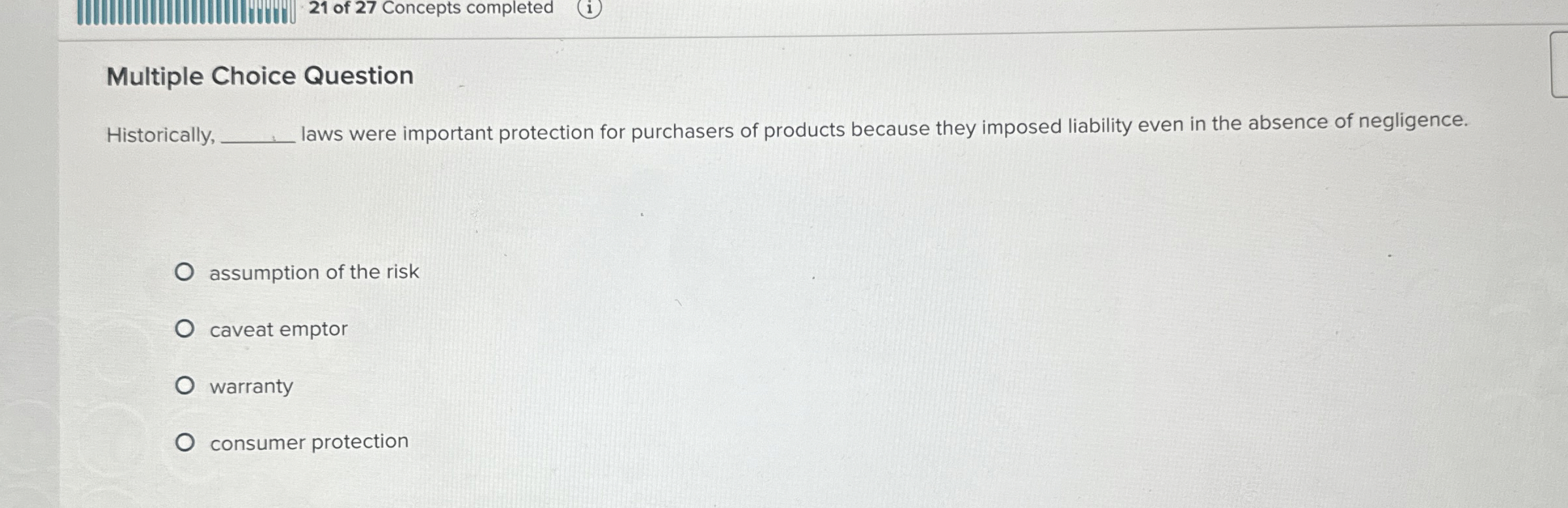  Multiple Choice Question Historically, laws were important protection for purchasers of