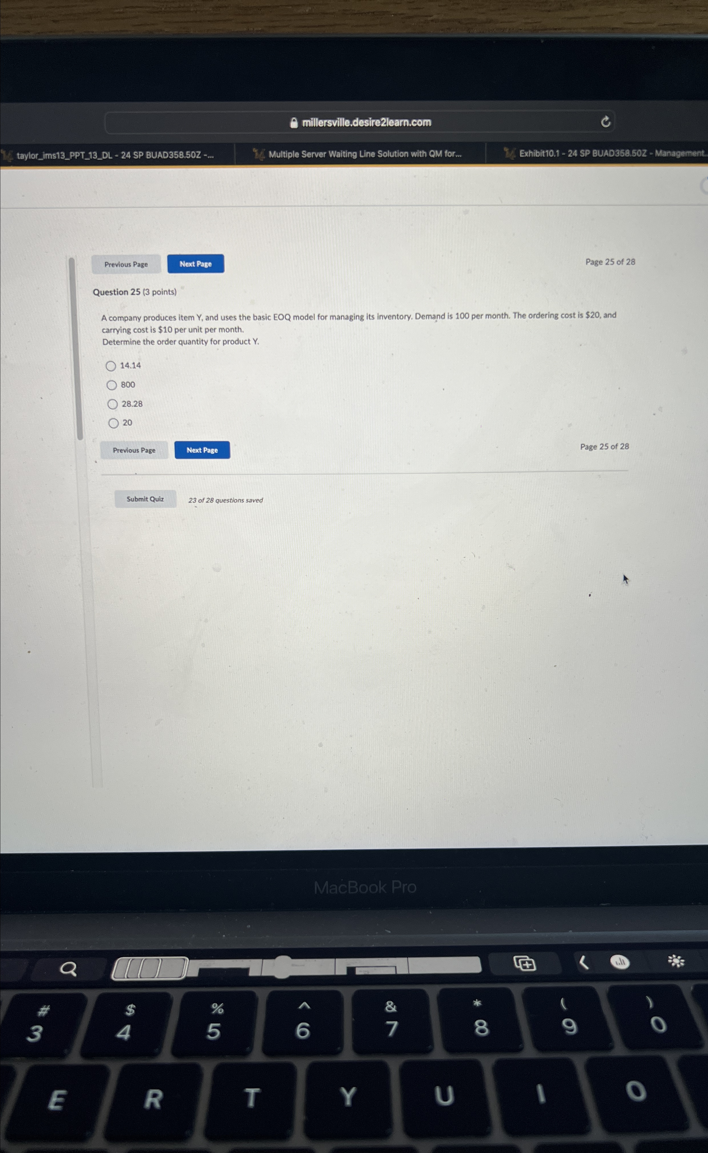  millersville.desire2learn.com taylor_ims13_PPT_13_DL -24 SP BUAD358.50Z -... Multiple Server Waiting Line Solution