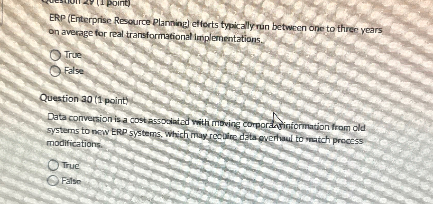  ERP (Enterprise Resource Planning) efforts typically run between one to three