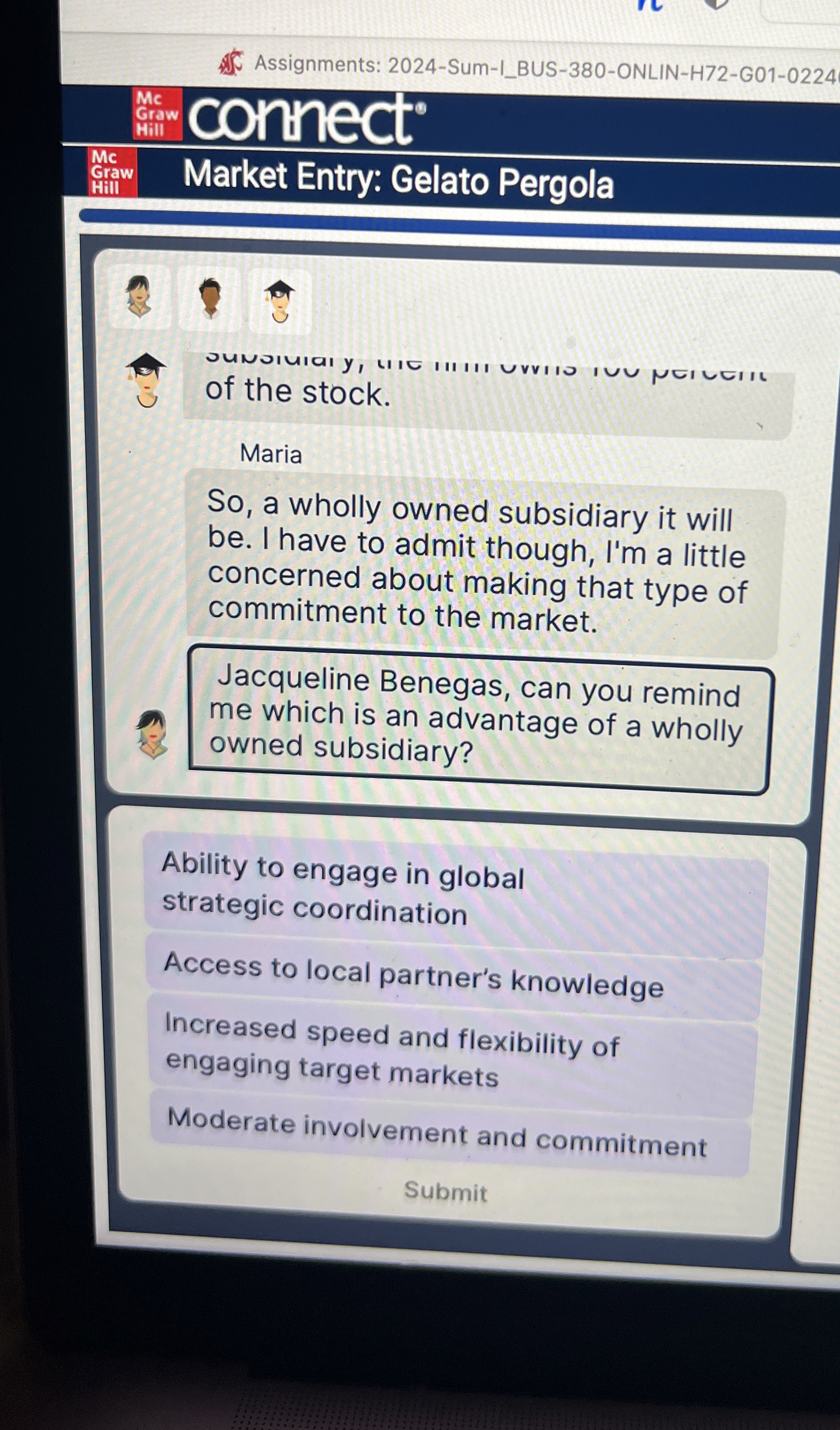  Assignments: 2024-Sum-I_BUS-380-ONLIN-H72-G01-0224 Me \table[[Me],[Graw],[Hill]] connect McGraw Sraw Market Entry: Gelato Pergola