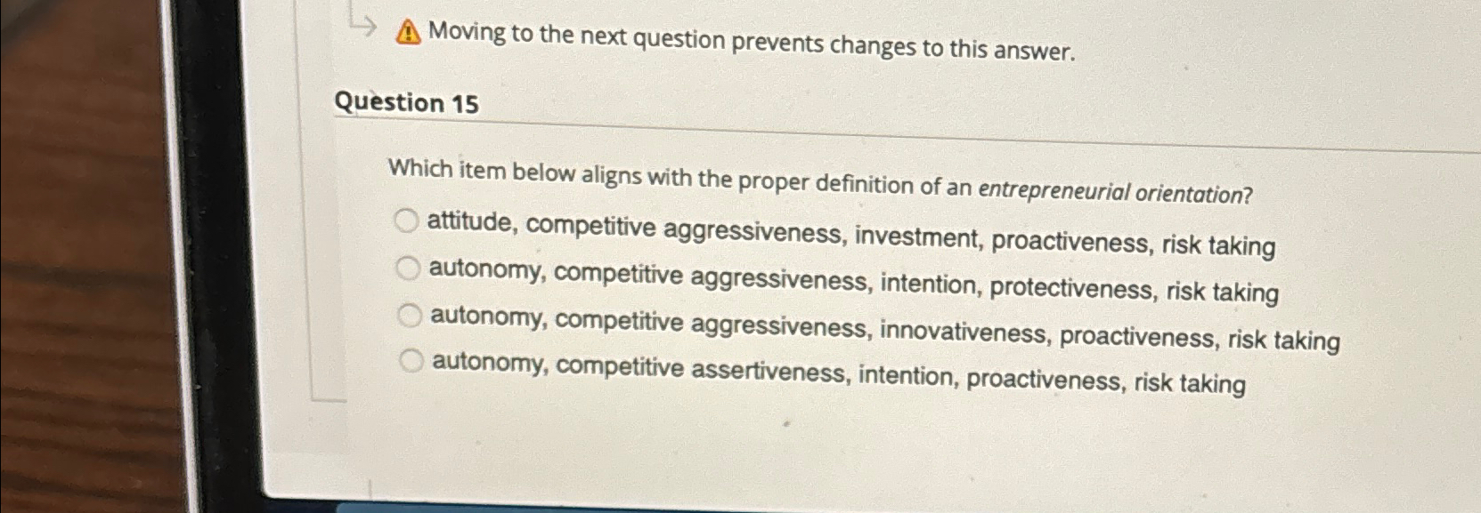  Moving to the next question prevents changes to this answer. Question